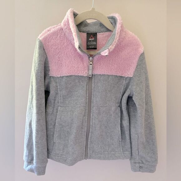 Gerry Fleece Faux Fur Two-Tone Pink and Grey Fall Winter Jacket Kids Size 5 - Picture 1 of 5